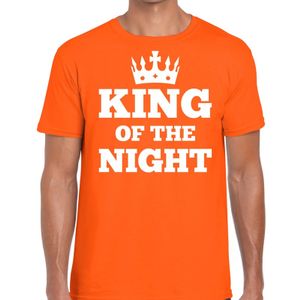 Oranje King of the night t-shirt met kroontje heren 2XL  -