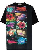 Yohji Yamamoto t-shirt à fleurs - Noir