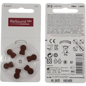 Resound hoortoestel batterijen P312 - bruine sticker