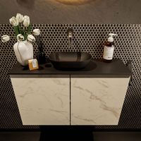 Mondiaz Fowy toiletmeubel 80cm Carrara met blad en waskom urban midden zonder kraangat