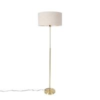 QAZQA Vloerlamp verstelbaar goud met kap lichtgrijs 50 cm - Parte - thumbnail