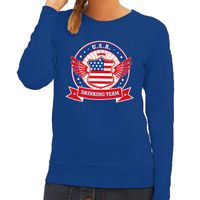 Blauw USA drinking team sweater dames - thumbnail