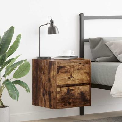 Nachtkastjes 2 st wandgemonteerd 38x34x40 cm gerookt eikenkleur