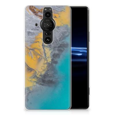 Sony Xperia Pro-I | TPU | Siliconen hoesje | Marble Blue Gold
