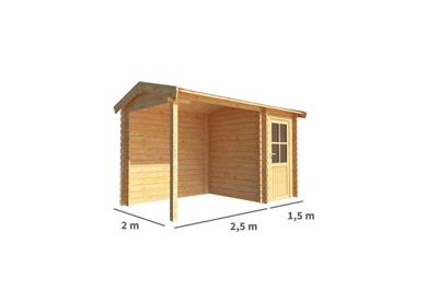 Blokhut met overkapping Fenna 400 cm bij 200 cm diep Zadeldak - Warentuin collection