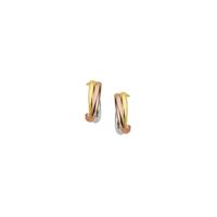 14K Tricolor Gouden Stekeroorringen - Wit, Rosé en Geelgoud - 11mm