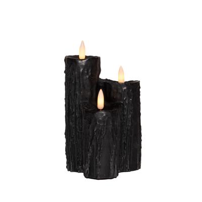 Druipkaars 3x3d vlam 16,5x11 cm zwart - Annas collection
