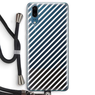 Strepen zwart-wit: Huawei P20 Transparant Hoesje met koord