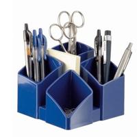 Bureau organizer/pennenbakje Scala - blauw 4- vaks- 12 x 12 x 10 cm - organisers kantoor artikelen