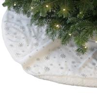 Kerstboomrok - wit - sneeuwvlokken - D100 cm - polyester - kerstboomkleed - thumbnail