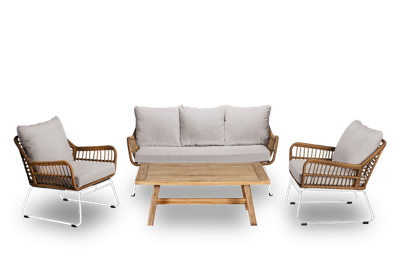 Verena loungeset teak wit 4-delig - Own