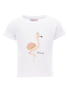 Mimi Tutu t-shirt en coton à imprimé flamant rose - Blanc