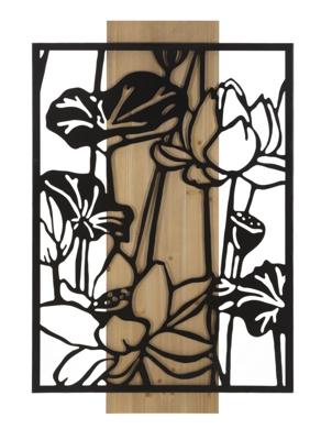 WANDPANEEL LOTUS IJZER EN HOUT CM 60X2X90