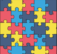 Regenboog puzzel patroon behang