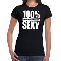 100 procent sexy tekst t-shirt zwart voor dames - thumbnail