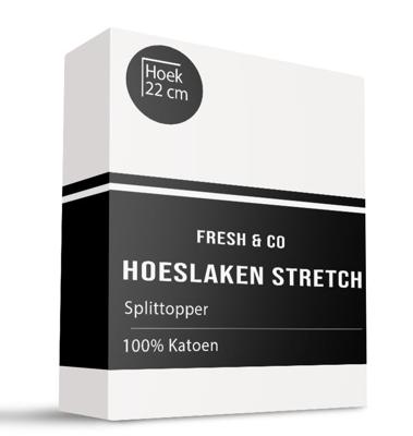 Splittopper Hoeslaken Katoen Jersey Stretch 200x200 Cm Wit Verkoelend Fresh And Co - Dekbed-Discounter.nl