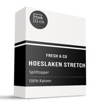 Splittopper Hoeslaken Katoen Jersey Stretch 180x200 Cm Wit Verkoelend Fresh And Co - Dekbed-Discounter.nl
