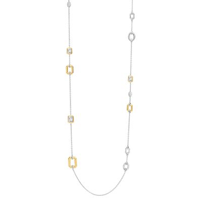 TI SENTO-Milano 34028ZY Ketting zilver-zirconia goud-en zilverkleurig-wit 80 cm