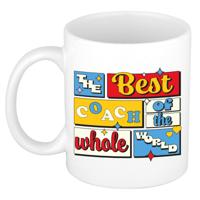Cadeau koffie/thee mok - de beste coach/trainer - van de wereld - wit - 300 ml - keramiek