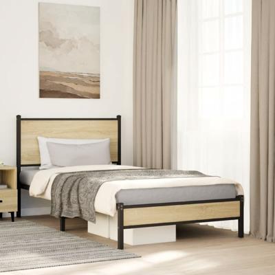 Bedframe zonder matras metaal sonoma eikenkleurig 107x203 cm