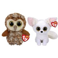 Ty - Knuffel - Beanie Boo's - Percy Owl & Phoenix Fox - thumbnail
