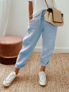 Loose Plain Casual Cotton Pants