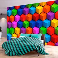 Fotobehang - Kleurrijke Geometrische Kubussen, premium print vliesbehang - thumbnail