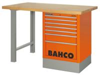 Bahco Werkbank | heavy-duty | met houten werkblad | ladeblok | 6 lades | 2 poten | oranje | 1800 mm x 750 mm x 1030 mm - 1495K7CWB18TW