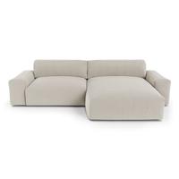 4-zits rechthoekige sofa in zacht beige geweven stof 310cm