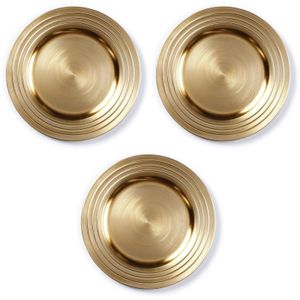 3x Kaarsenborden/plateaus goud 33 cm rond