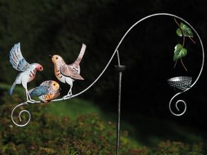 Tuinsteker vogels met voederbakje