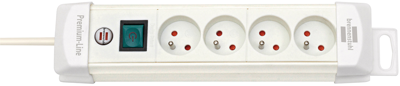 Brennenstuhl Premium-Line stekkerdoos | 4-voudig | Wit | 1,8m H05VV-F 3G1,25 | Met schakelaar | FR/BE - 1952244100