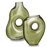 Bloemenvazen Jay - 2-delig - groen transparant glas?- decoratieve vaas