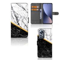 Xiaomi 12 Pro | Bookcase | Marmer Wit Zwart - Origineel Cadeau Man