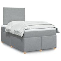 Boxspring met matras stof lichtgrijs 120x190 cm