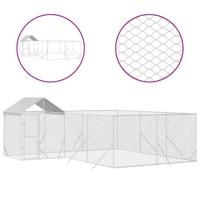 vidaXL Hondenkennel met dak 6x6x2,5 m gegalvaniseerd staal zilver