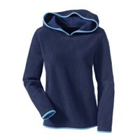 Fleece pullover met capuchon van bio-katoen, nachtblauw/jeansblauw Maat: 40/42