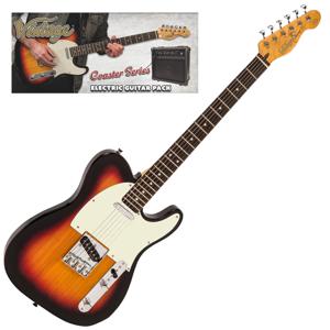 Vintage VIP-V20SB Coaster Series 3-Tone Sunburst Guitar Pack elektrische gitaar set met versterker