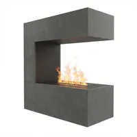 Schiller Wand Grijs - OMC 400 | Wandgemonteerde Waterdamp Haard door Glow Fire - Realistische Vlam, Geen Warmte