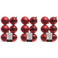 18x Kunststof kerstballen glanzend/mat kerst rood 8 cm kerstboom versiering/decoratie kerst rood   -