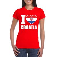 Rood I love Kroatie fan shirt dames