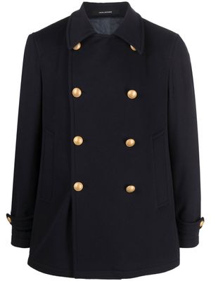 Tagliatore manteau en laine à boutonnière croisée - Bleu