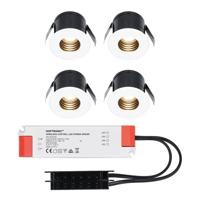 Set van 4 Betty LED Mini Inbouwspots met Trafo - 12 Volt 3 Watt 140 lumen - Verzonken - Plat 37mm - 2700K - IP44 waterdicht - Niet Dimbaar - Wit