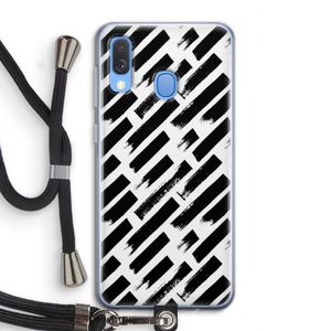 Zwarte vegen: Samsung Galaxy A40 Transparant Hoesje met koord