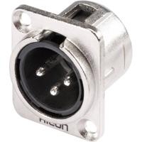 Hicon HI-X3DM XLR-connector Flensstekker, contacten recht Aantal polen: 3 Zilver, Zwart 1 stuk(s)