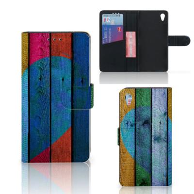 Sony Xperia Z3 | Book Style Case | Wood Heart - Cadeau voor je Vriend