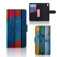 Sony Xperia Z3 | Book Style Case | Wood Heart - Cadeau voor je Vriend