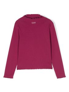 Off-White Kids pull brodé à col montant - Rose