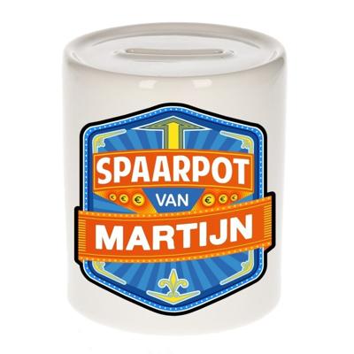 Kinder spaarpot met naam - Martijn - keramiek - met dop - wit - Sparen - Spaargeld van Martijn