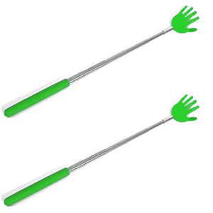 2x stuks stevige handjes uitschuifbare ruggenkrabber 65 cm groen